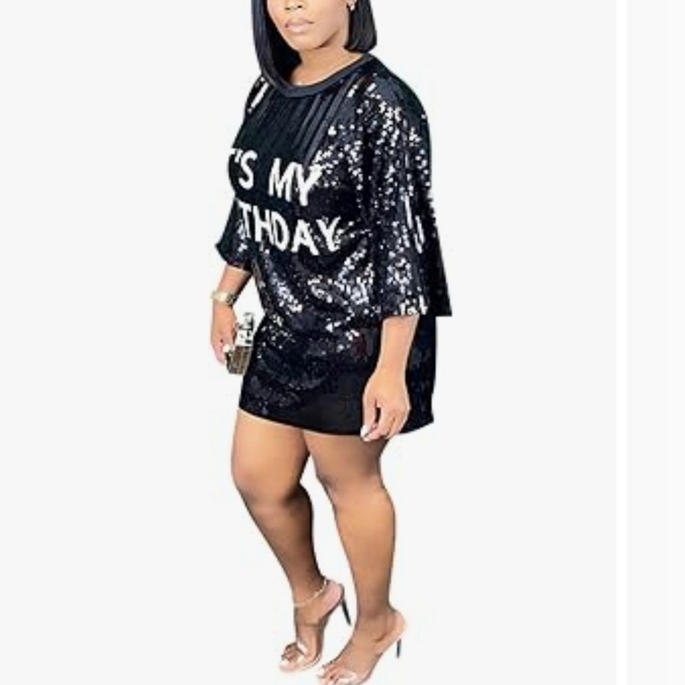 Black Sequin Birthday Dress XL - Picture 2 of 5
